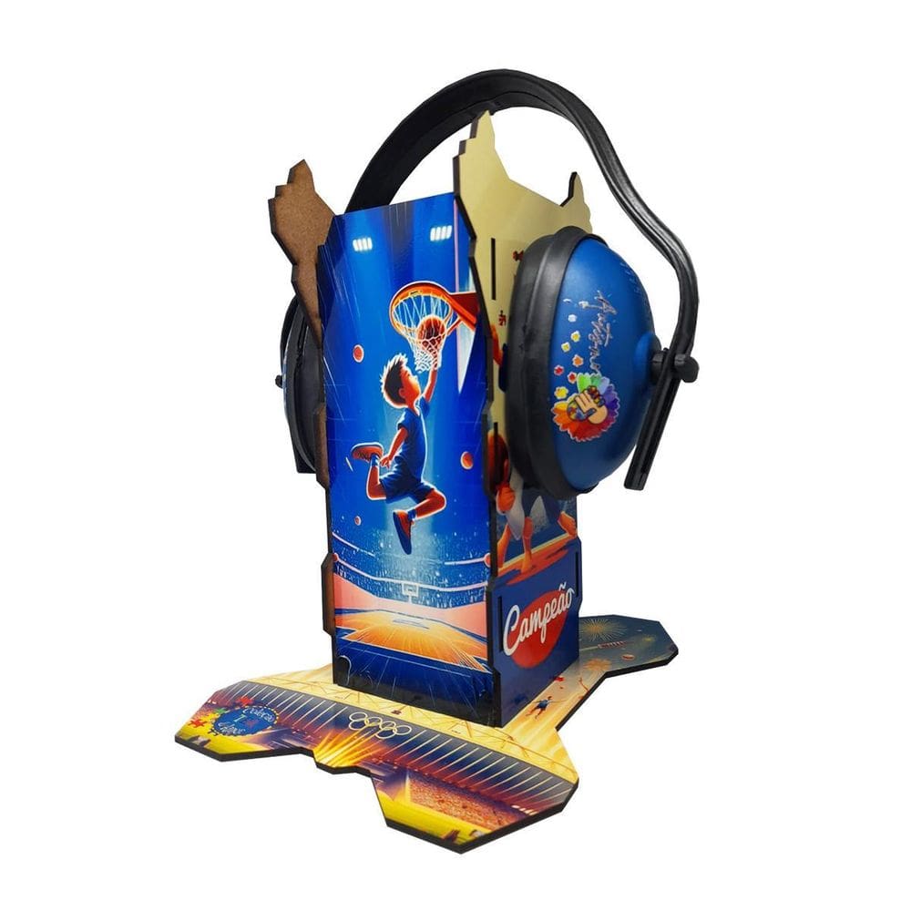 Suporte Abafador Sons Super Atletas + Abafador Ruído Azul