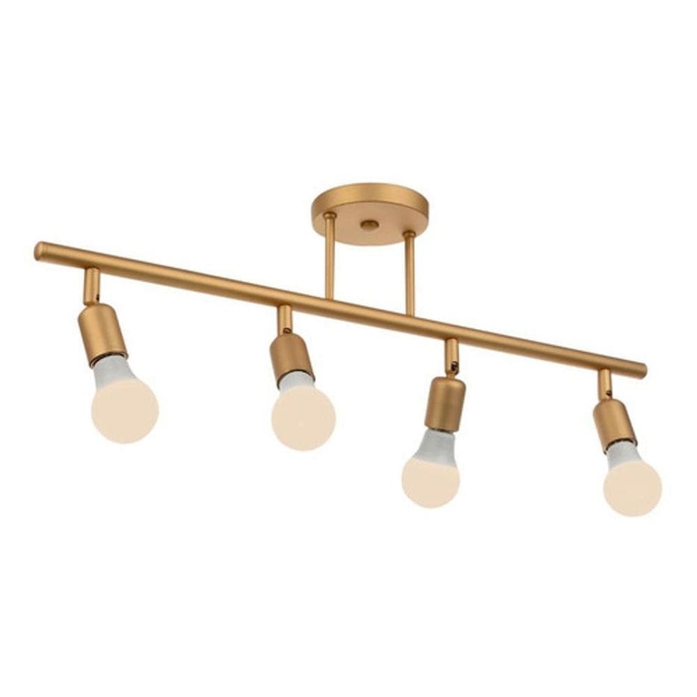 Spot Trilho Com 4 Lâmpadas Sobrepor Direcionável E27 Dourado