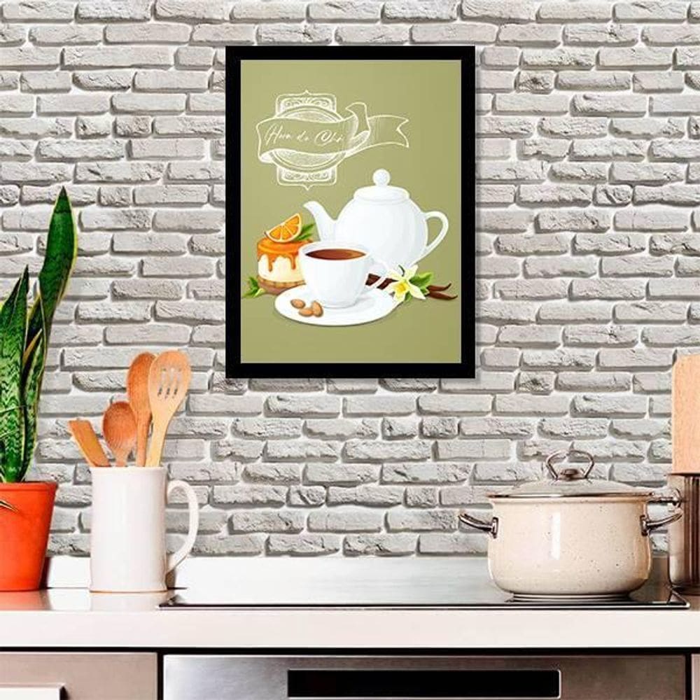 Quadro Decorativo Hora Do Chá Moldura Preta 24X18Cm