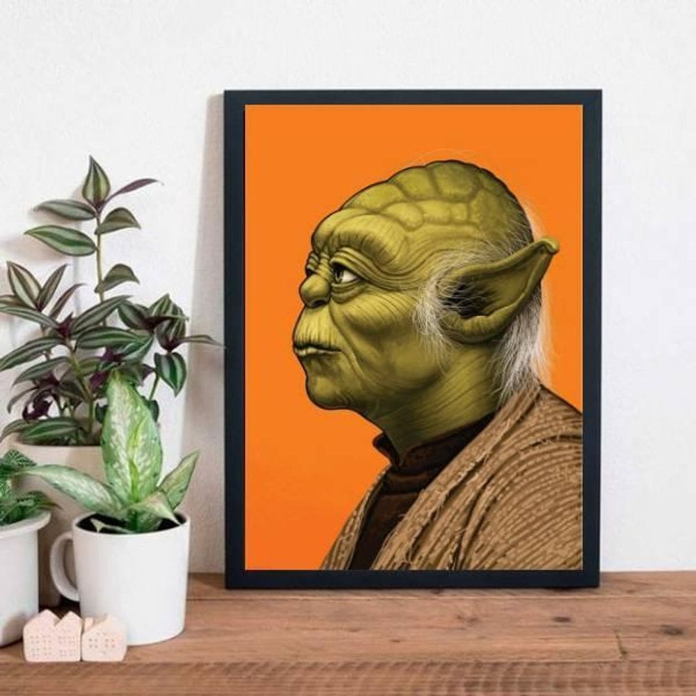 Quadro Desenho Yoda Perfil 24X18Cm - Com Vidro