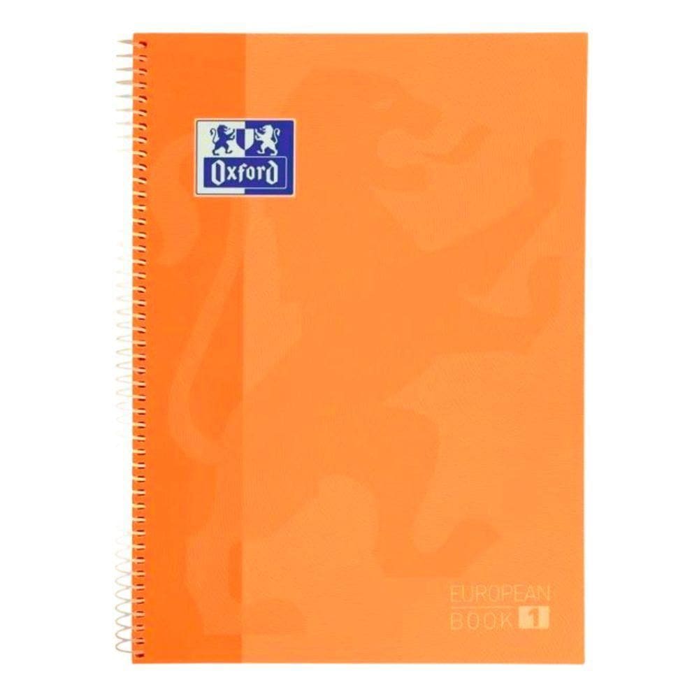Caderno Universitário European Book Espiral Capa Dura 5 Matérias Oxford Laranja