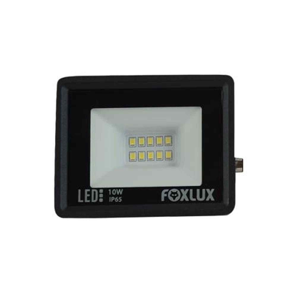 Refletor Led 10w 3000k Bivolt - Corpo Alumínio - Vidro Temperado - Ip65 - Foxlux