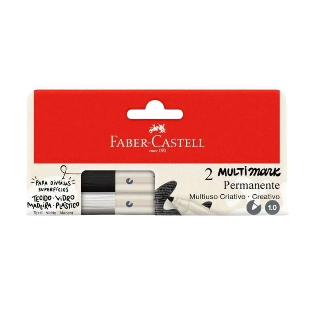 Marcador Multimark Permanente 1.0 Preto E Branco Faber-castell