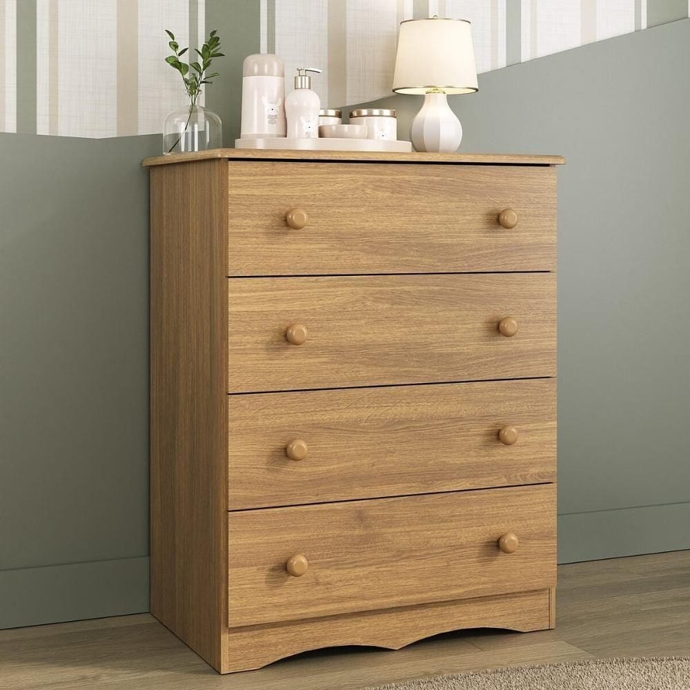 Cômoda Infantil 65cm Com 4 Gavetas Realeza Multimóveis Mp4433 Madeirado Madeirado