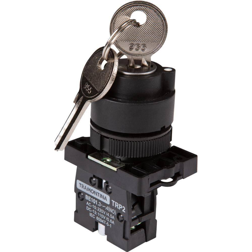 Botão Seletor Com Chave Tramontina Trp2-eg21 1na Duas Posiçoes Base De Plastico