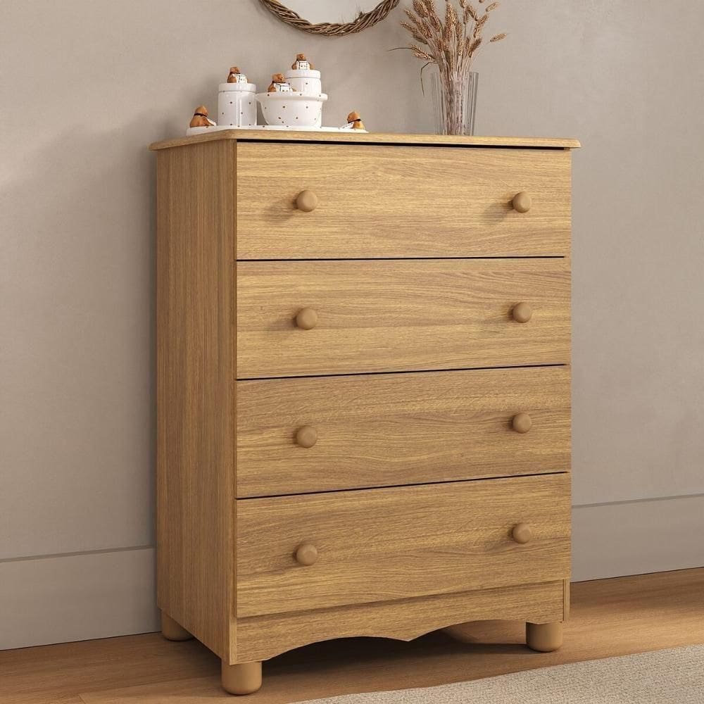 Cômoda Infantil 65cm Com 4 Gavetas Dengo Multimóveis Mp4409 Madeirado Madeirado