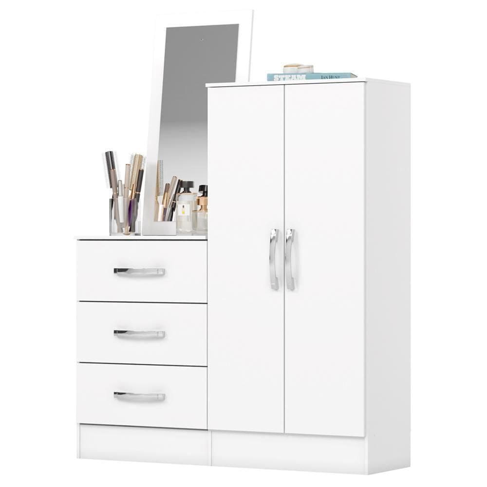 Comoda Multiuso 2 Portas 3 Gavetas Com Espelho 115 Cm B700 Branco Briz Branco