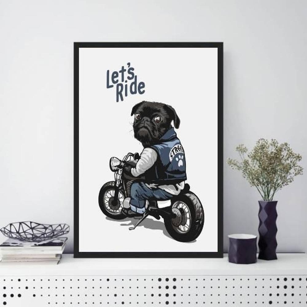 Quadro Decorativo Pug Lets Ride 33X24Cm