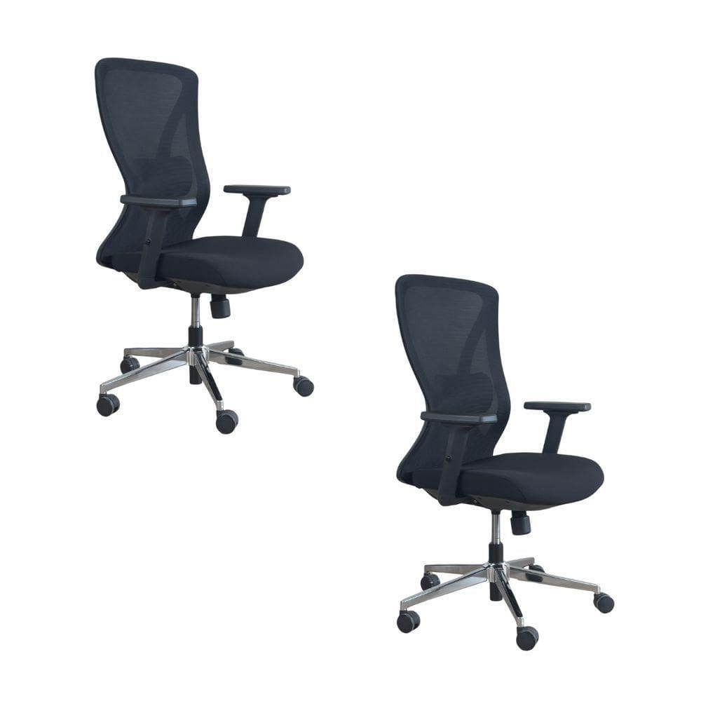Kit 2 Cadeiras De Escritório Diretor Ergonômica Oficial Corporativa Work Sem Apoio