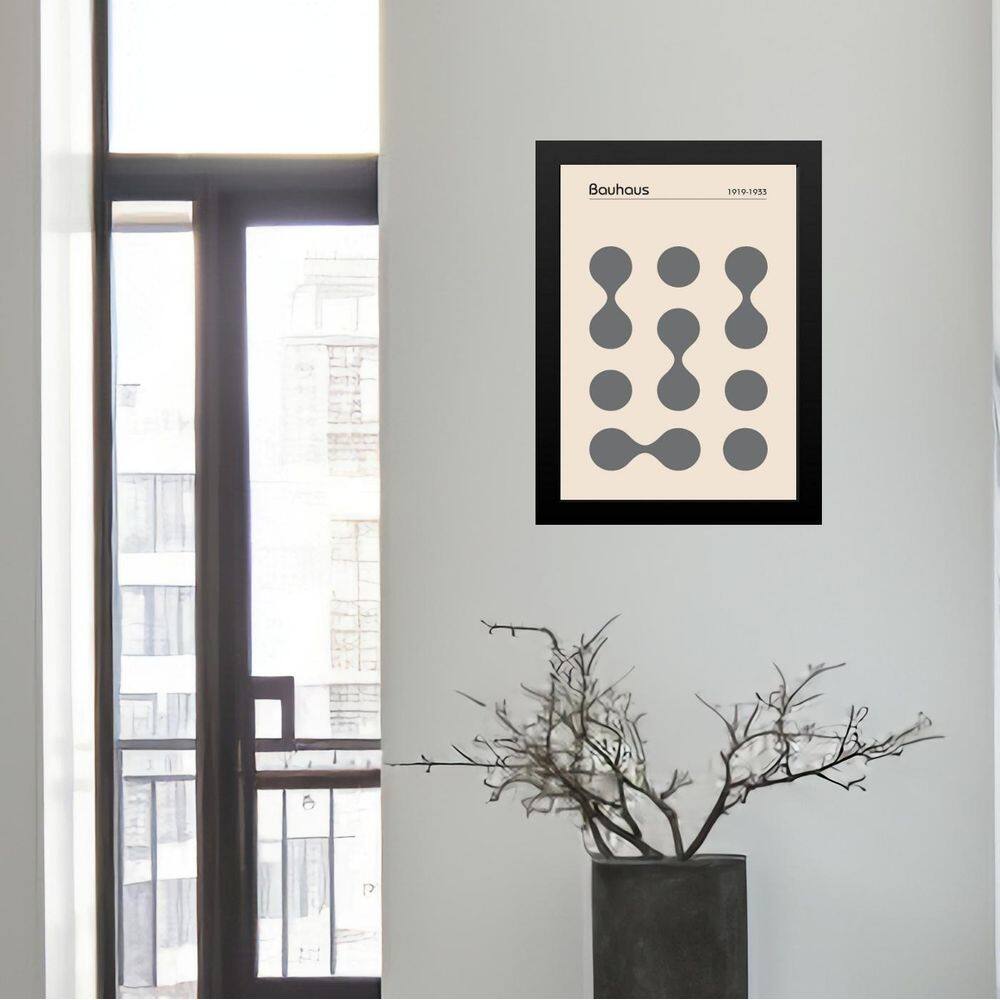 Quadro Bauhaus Grey Minimalist Graphic Poster 45X34Cm Vidro