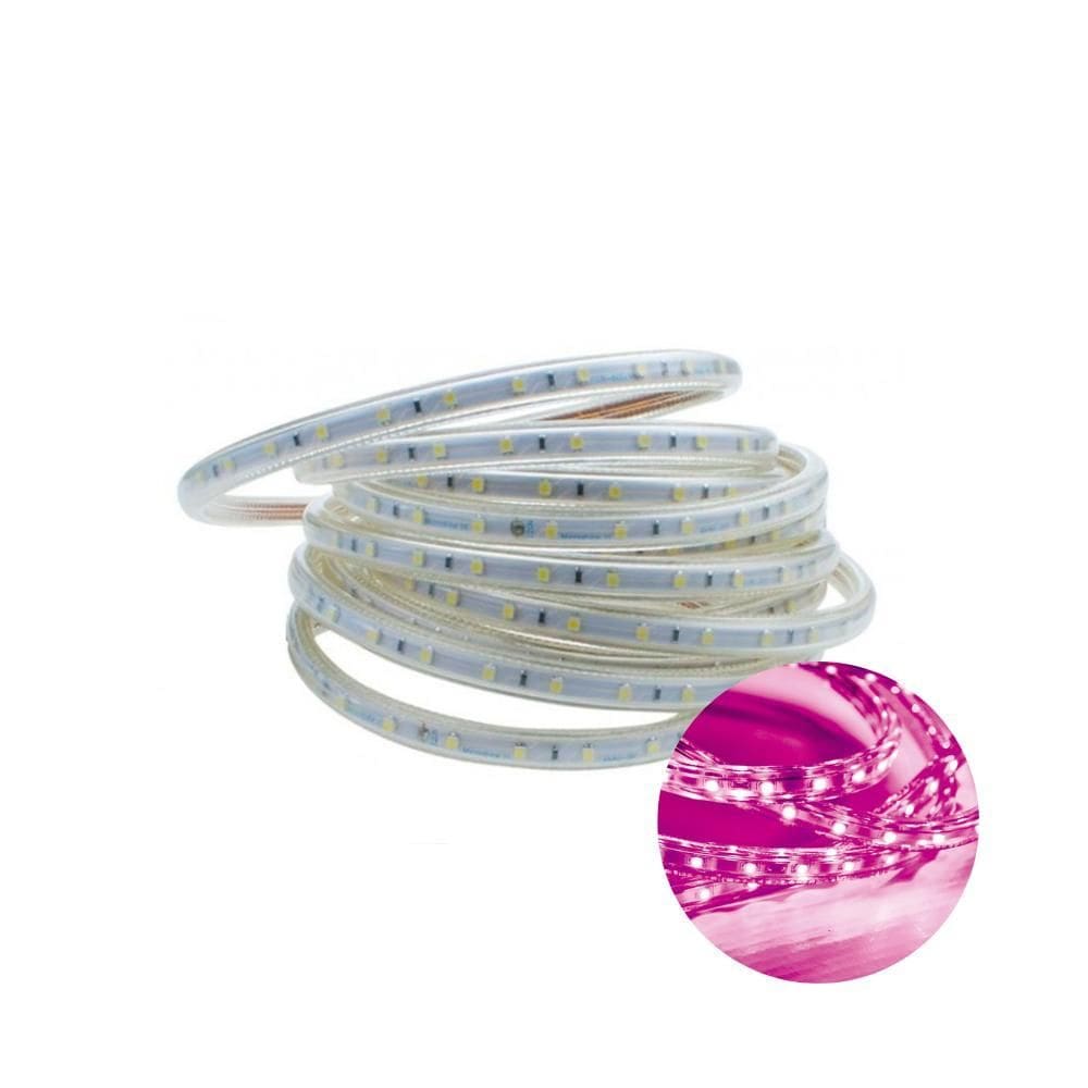 Kit 10 Metros Fita Led Taschibra 5W/M Ip67 Rosa 220V