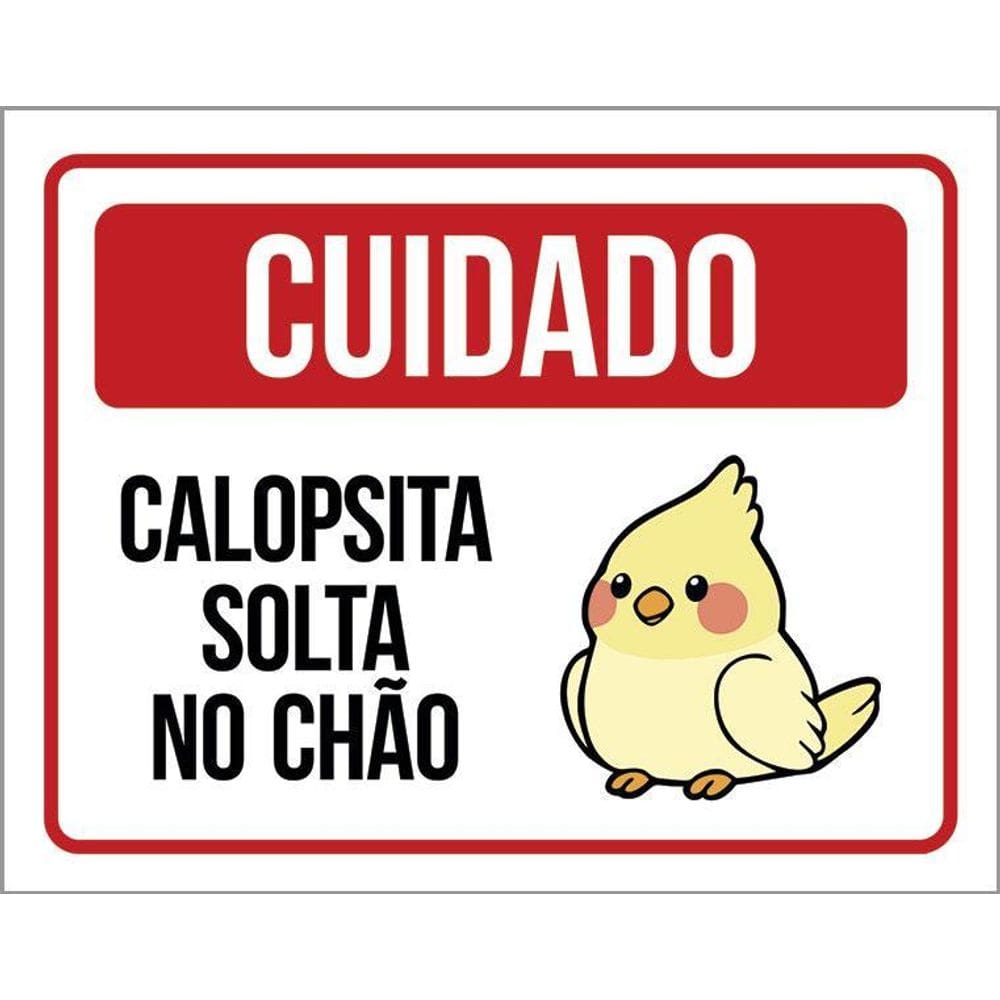Placa De Sinalização - Cuidado Calopsita Solta No Chão 36X46