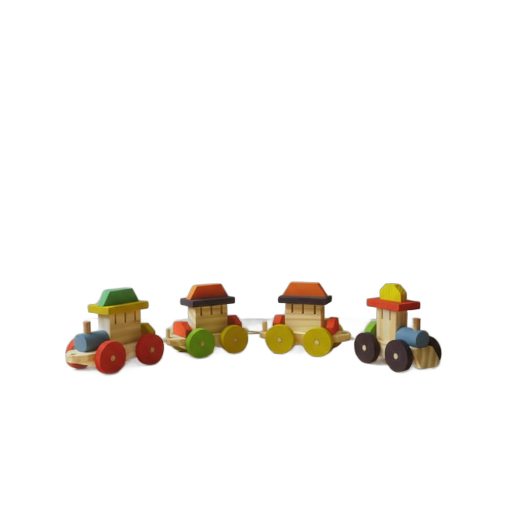 Trenzinho de Madeira Multicolorido 4 Peças Sem Pregos 10x45 brinquedo infantil
