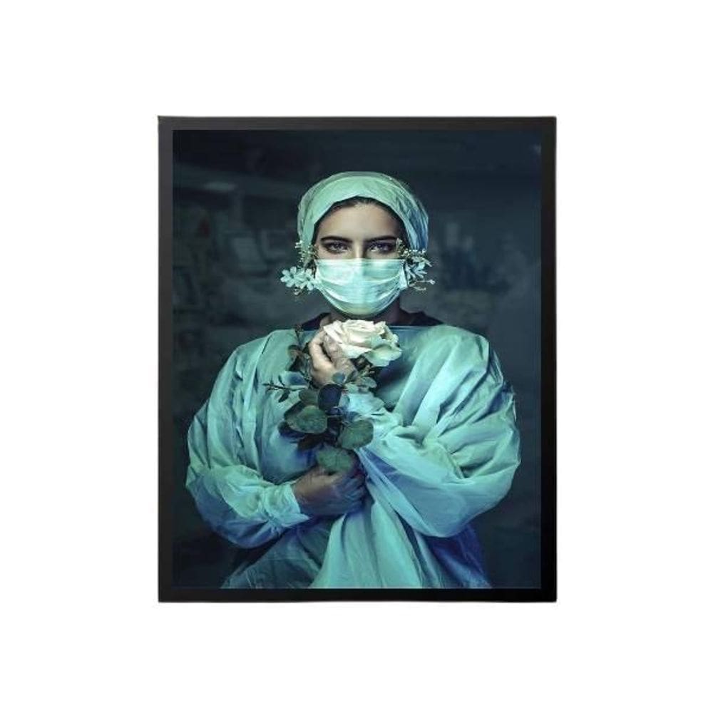 Quadro Obrigada Aos Nossos Heróis Moldura Preta 24X18Cm