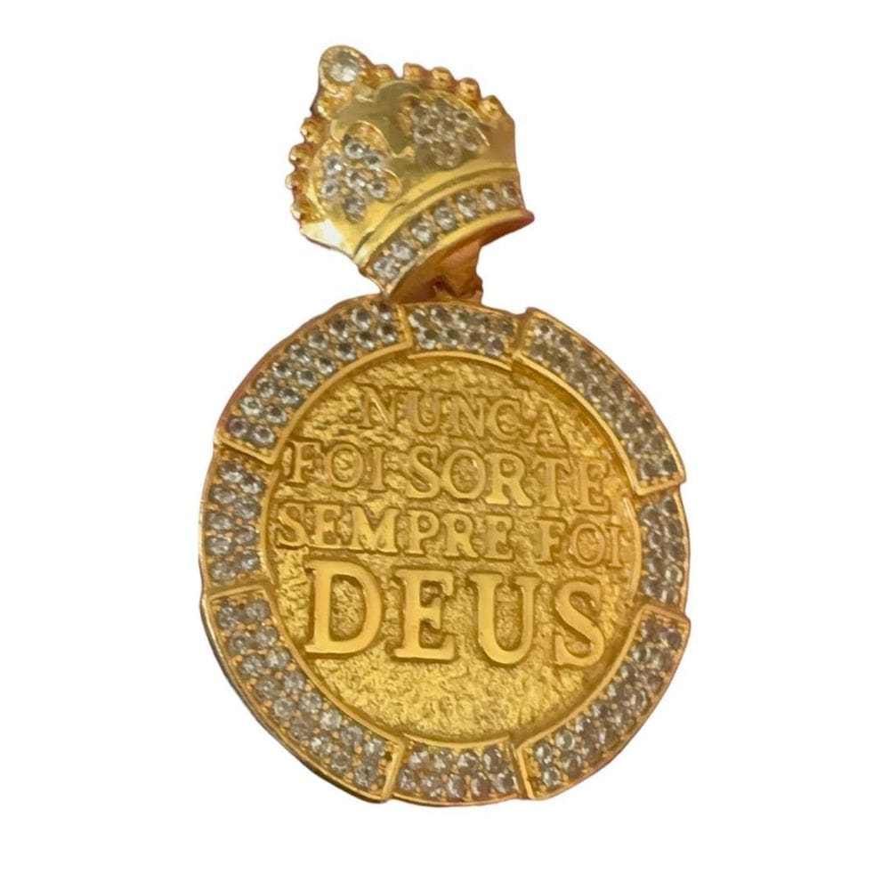 Pingente Nunca Foi Sorte Sempre Foi Deus - Banhado A Ouro
