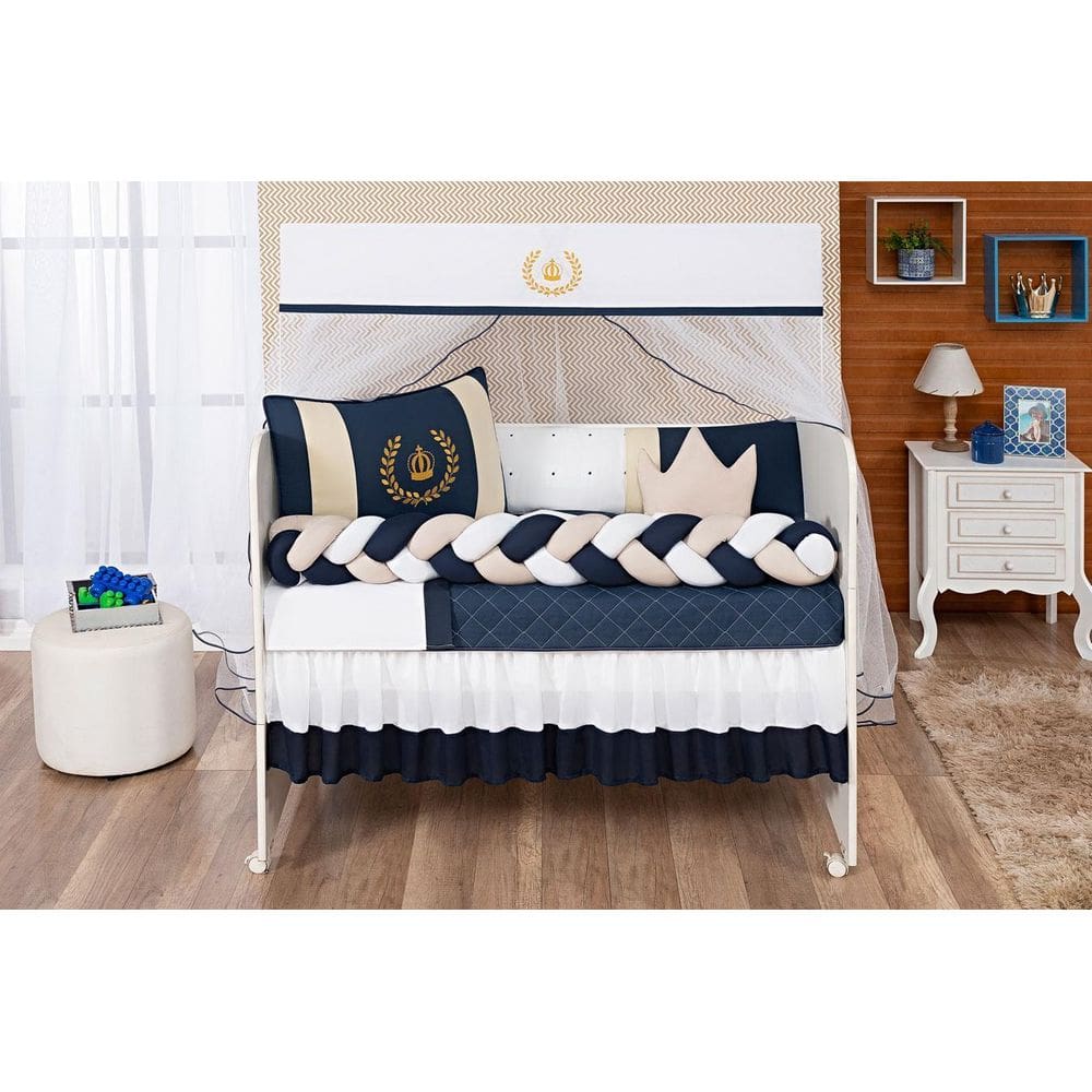 Kit Jogo De Berço Kit Protetor Berço Trançado Com Saia