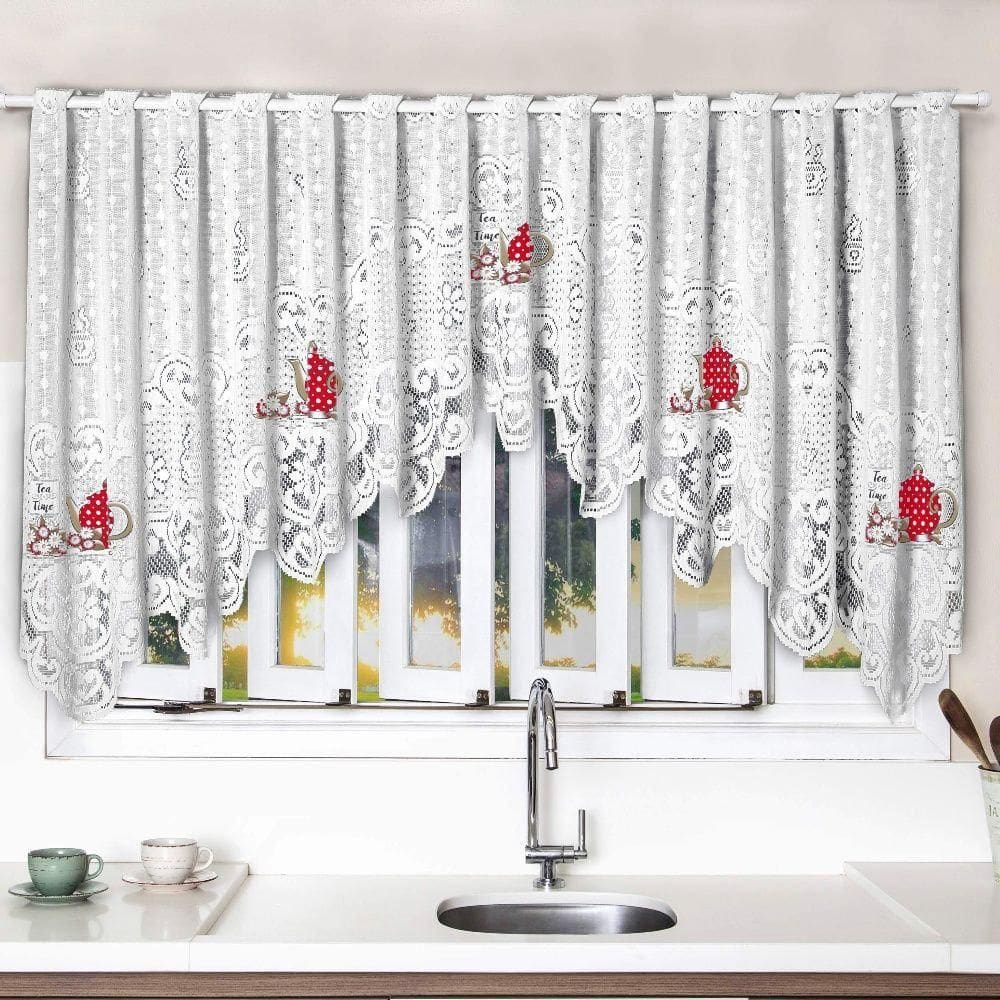 Cortina Cascata Premium Branca Hora Do Chá Vermelho Interlar