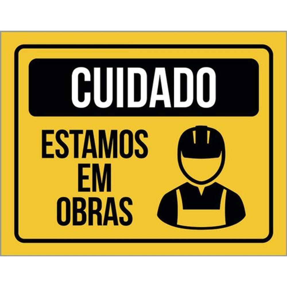 Kit 3 Placas De Sinalização - Cuidado Estamos Em Obras