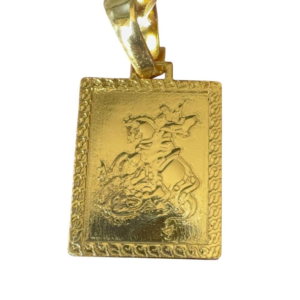 Pingente São Jorge Placa M - Banhado A Ouro 18K
