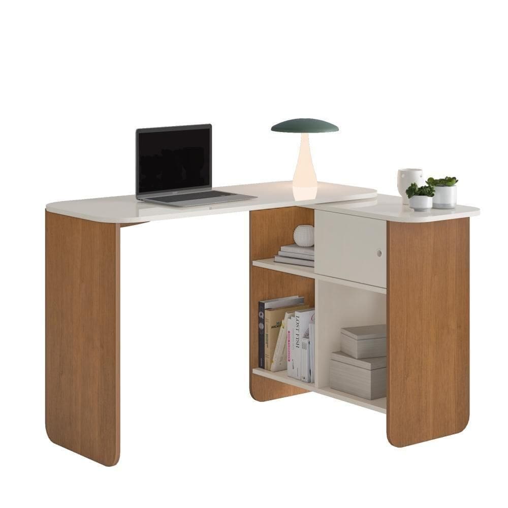 Escrivaninha Flexivél Nomad 1 Porta 4 Nichos Cinamomo-off White Artely Cinamomo-off White