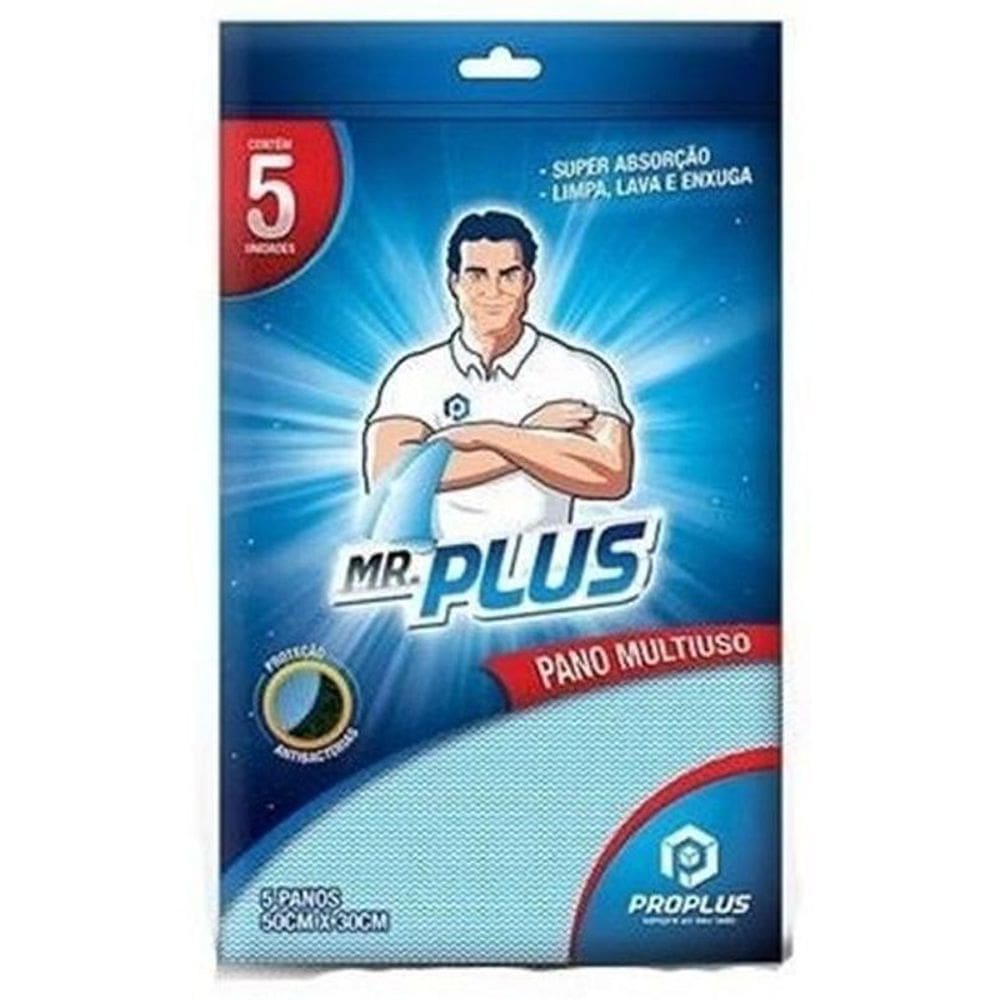50 Pano Perfex 30X50Cm Azul Marca Mr. Plus Pacote  10Pcts