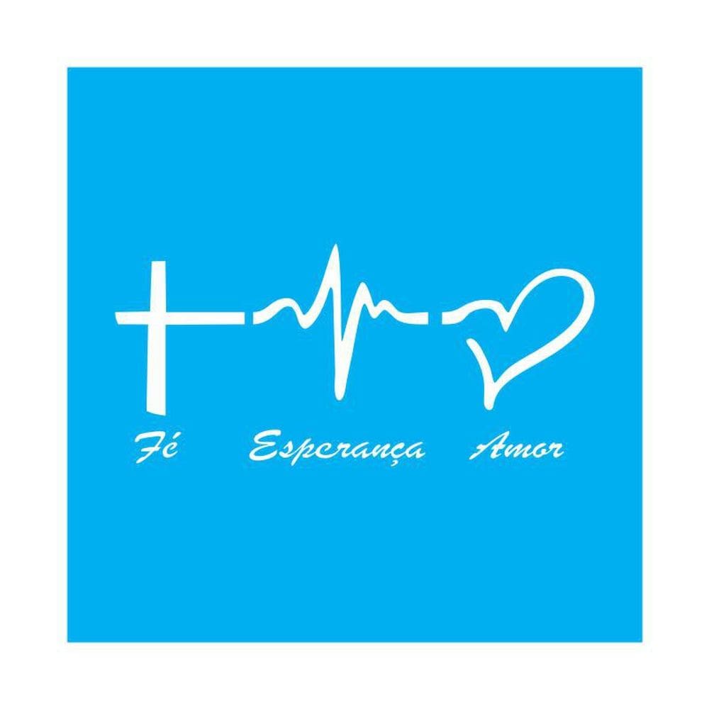 Stencil Tamako Fé Esperança Amor - 30X30Cm - Ref D220