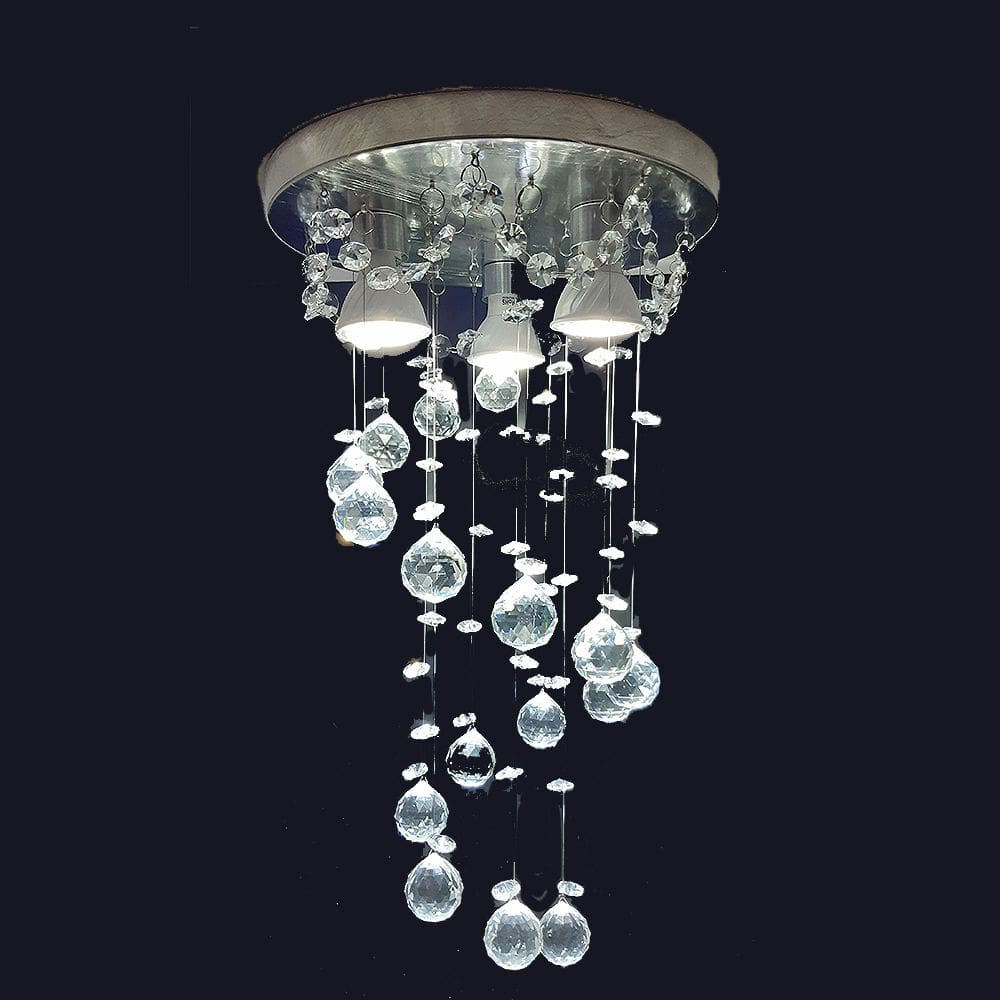 Lustre De Cristal Legítimo K9 Redondo Espiral 40 Cm De Altura