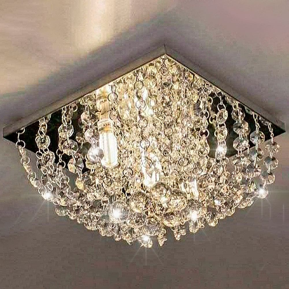 Lustre Para Sala Quarto De Cristal Legítimo Base Inox 20x20 cm