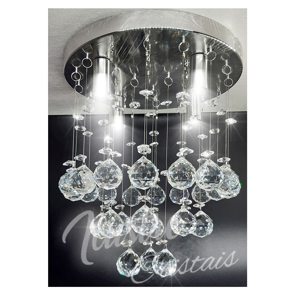 Lustre Plafon Cristal Legítimo Redondo 24 Cm em Camadas - Transparente