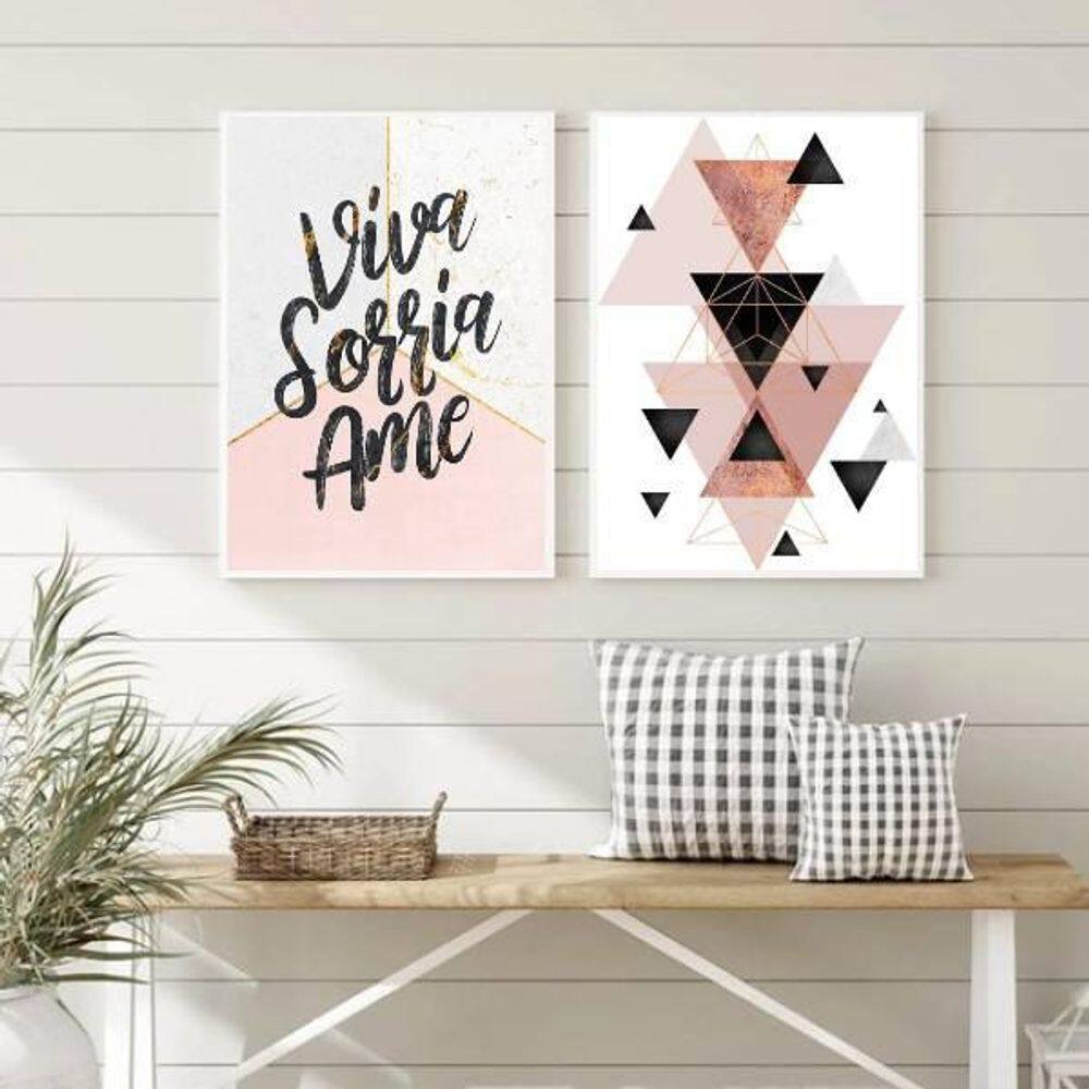 Kit Quadro Decorativo Viva, Sorria, Ame 45X34Cm 2 Peças