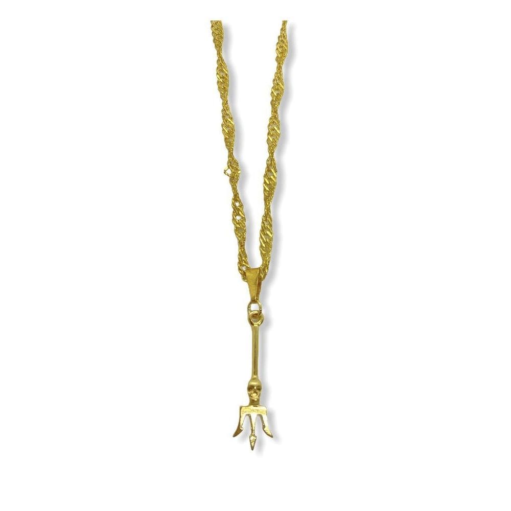 Corrente Com Pingente Exu Tridente 3,40 Cm Dourado