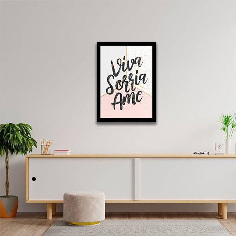 Quadro Decorativo Viva Sorria Ame 45X34Cm Moldura Preta