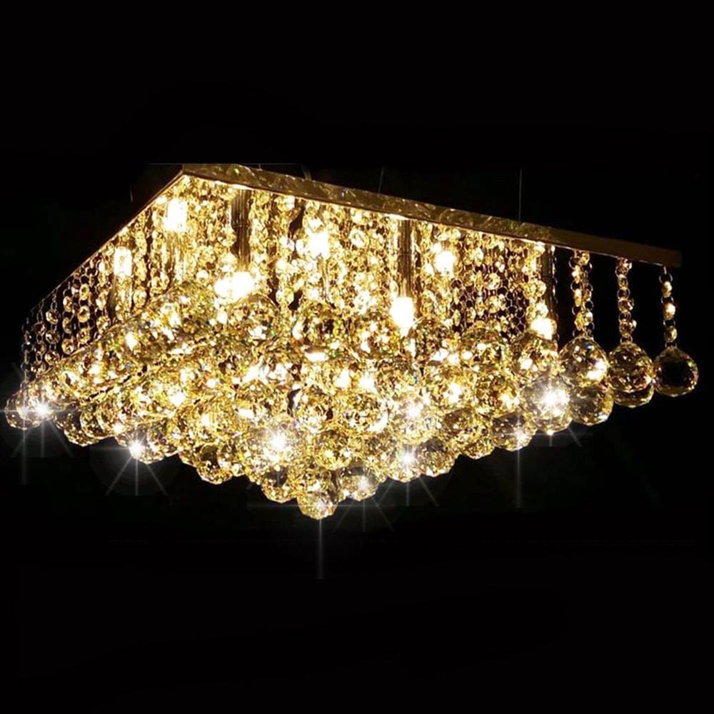 Lustre Para Sala De Cristal Legítimo K9 Base Inox 40x40 Cm