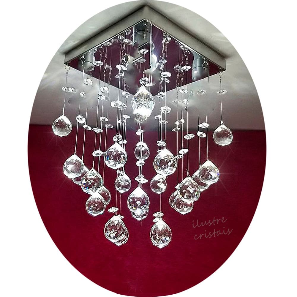 Lustre para sala quarto De Cristal Legítimo K9 Quadrado 20x20 Altura 40 Cm