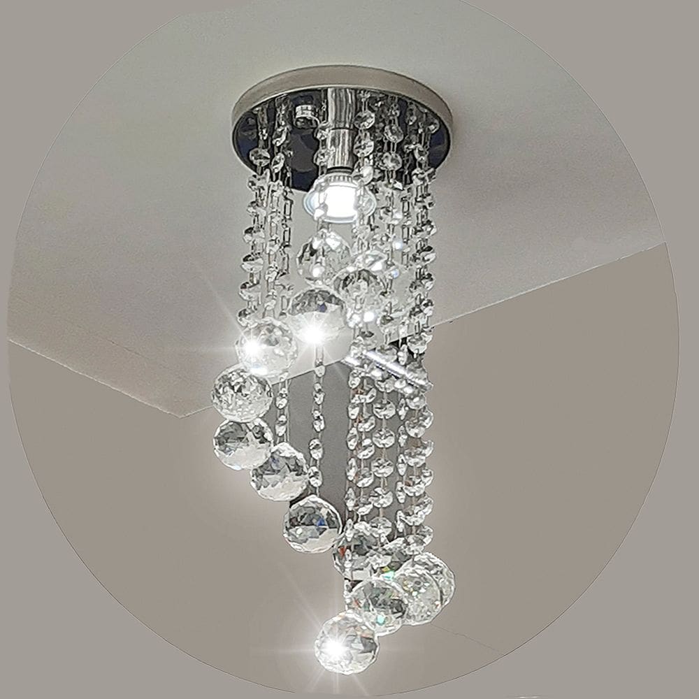 Lustre para sala quarto de cristal legítimo k9 espiral redondo 30 cm Alt Soquete E27