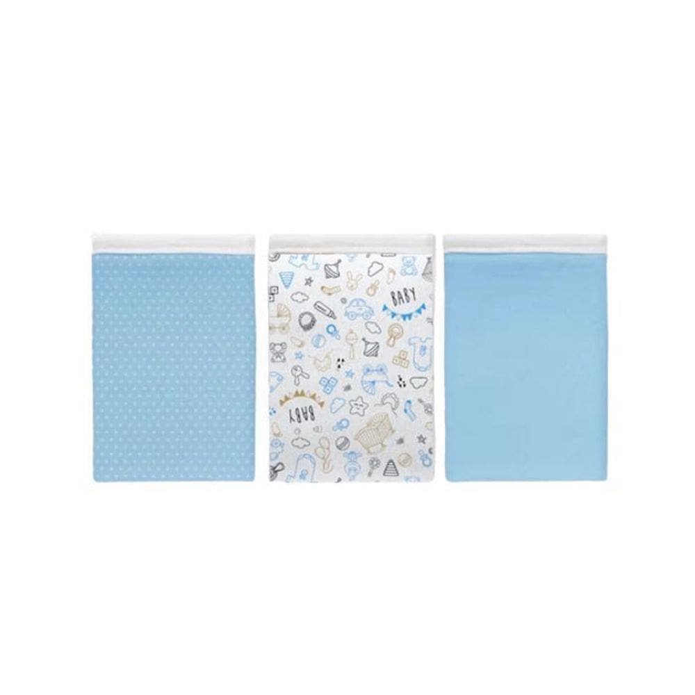 Kit 3 Fronha 30X40 100% Algodão - Baby Azul