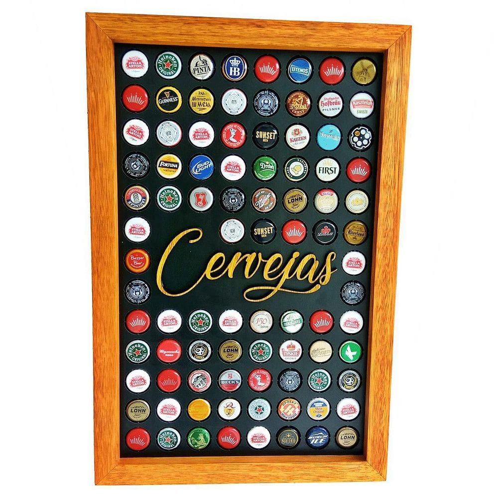 Quadro Porta Tampinhas Cervejas - Linha Master Cerejeira 90