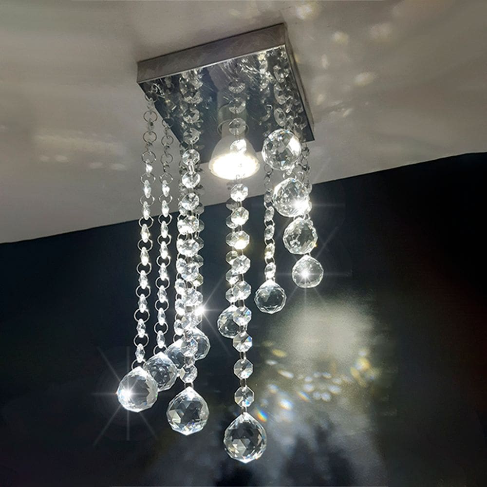 Lustre De Cristal Legítimo K9 Base Inox 14x14 cm E 30 cm Altura