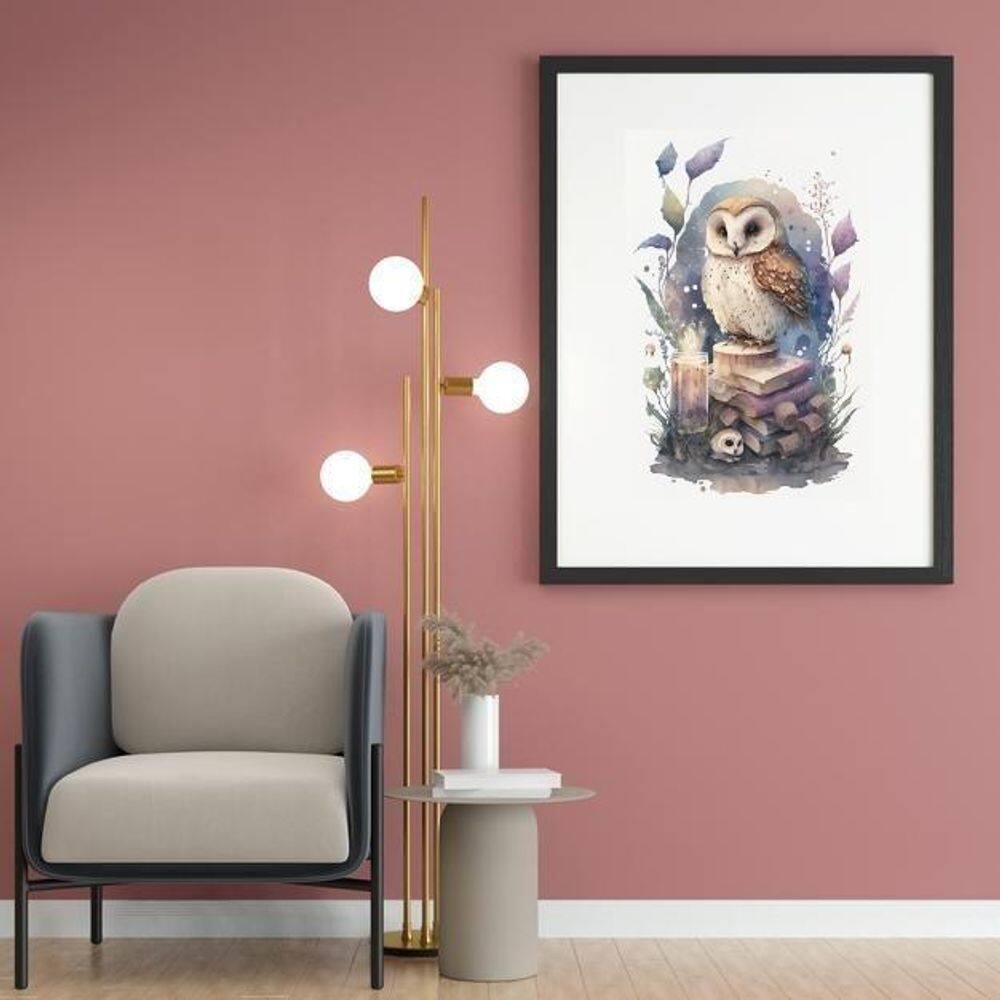 Quadro Coruja Alquimista Aquarela - 60X48Cm
