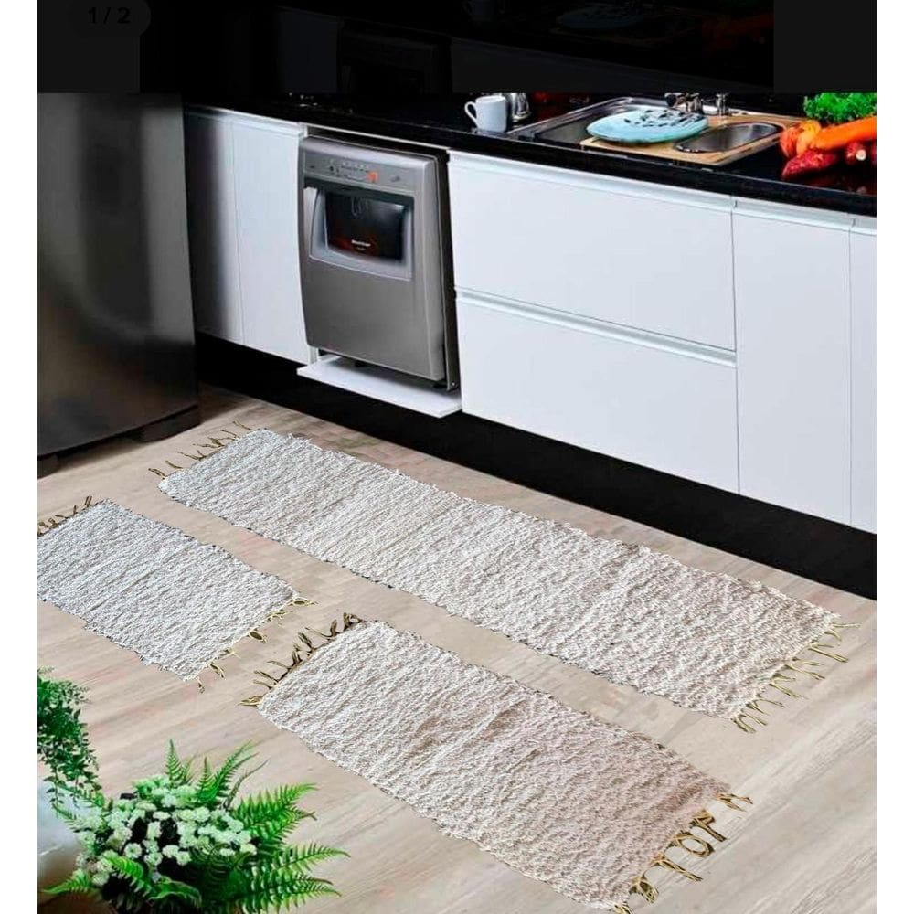 Jogo De Passadeira Felpudo Liso Branco Boho