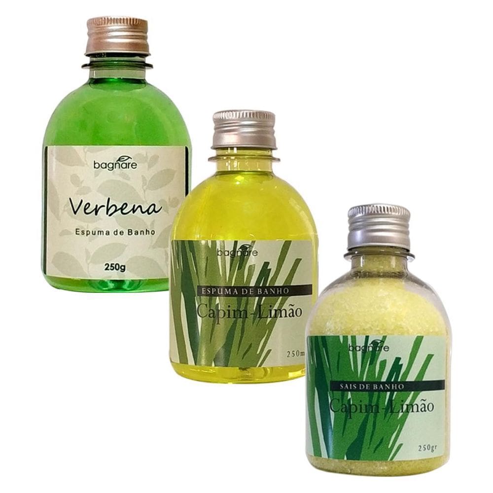Kit 2 Espuma Banheira Relaxante + 1 Sal De Banho Capim Limão