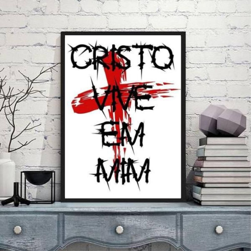 Quadro Frase Cristo Vive Em Mim 24X18Cm