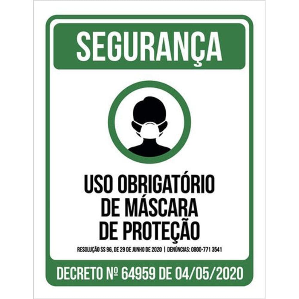 Kit 3 Placas De Segurança - Uso Obrigatório De Máscara