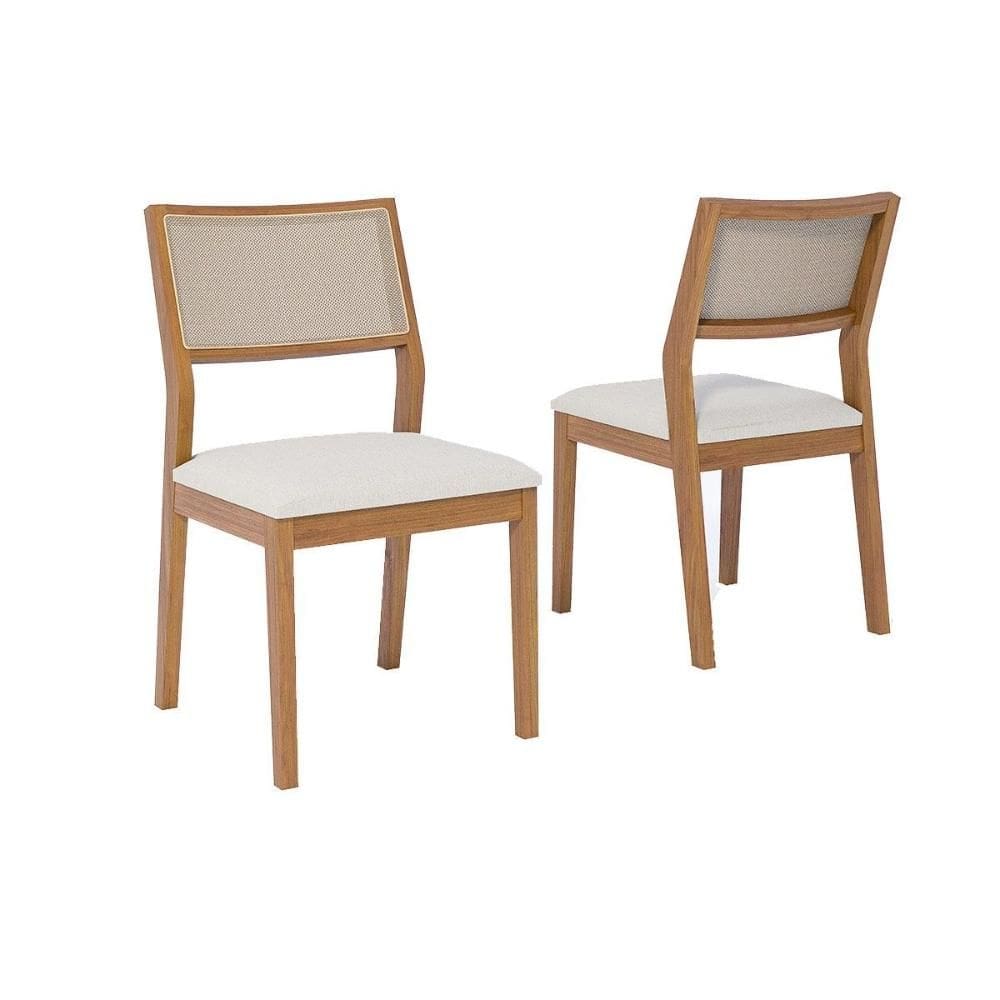 Cadeira Cozinha Oiti Kit 2 Un Carvalho/Linho Cru/Tela - Cimol