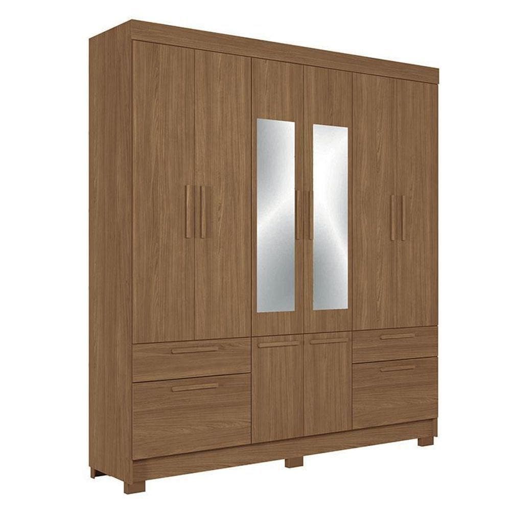 Guarda Roupa Casal 8 Portas Curitiba Com Espelho Jatobá - Santos Andirá