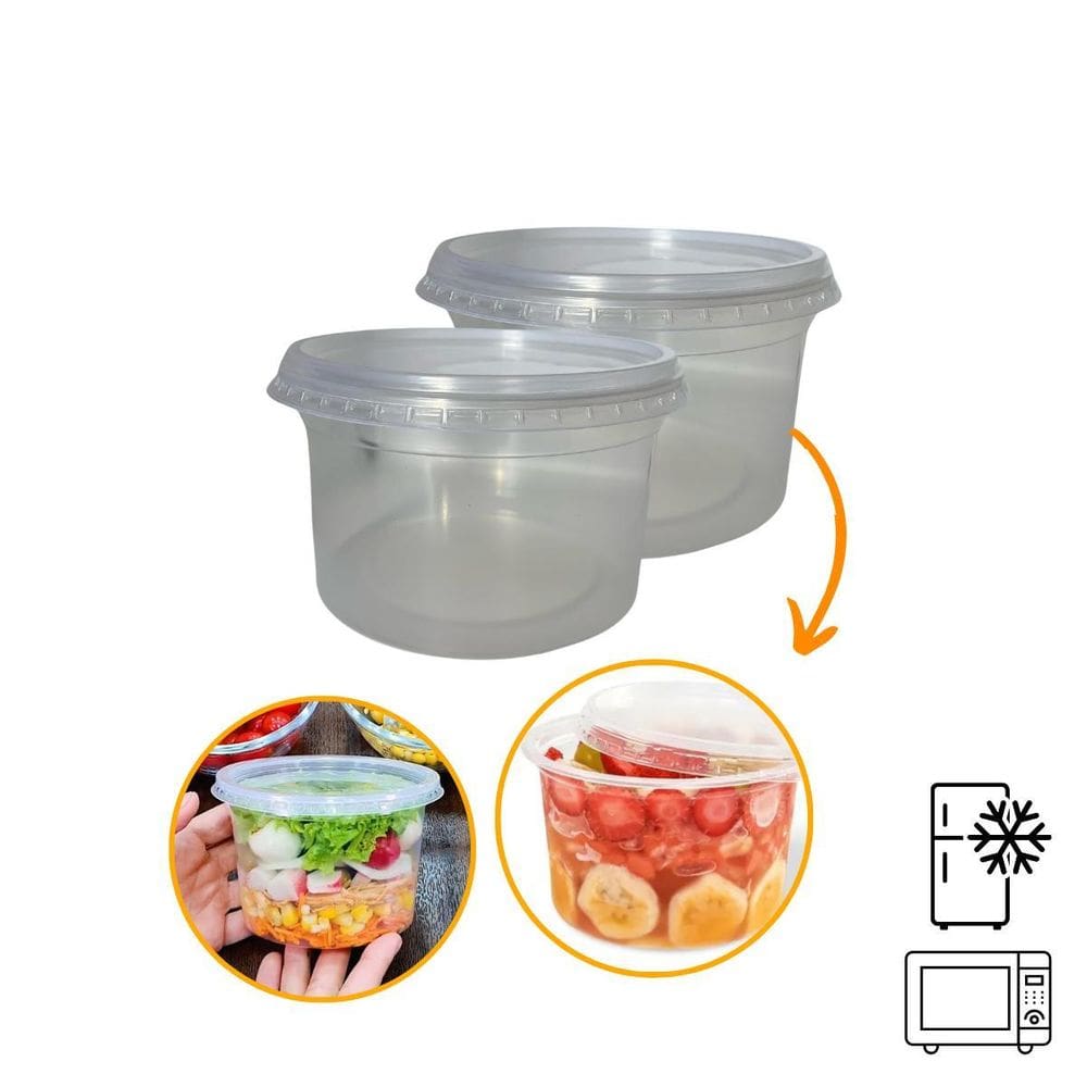 Kit 24 Pote Descartável Redondo Tampa Transparente 1000Ml