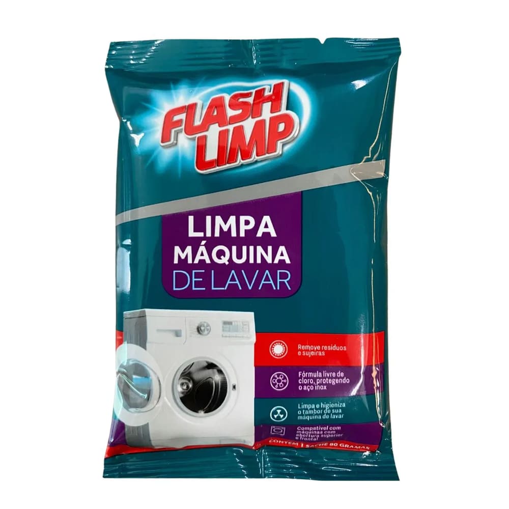 Limpa Maquina De Lavar Sache 80 Gramas Flash Limp