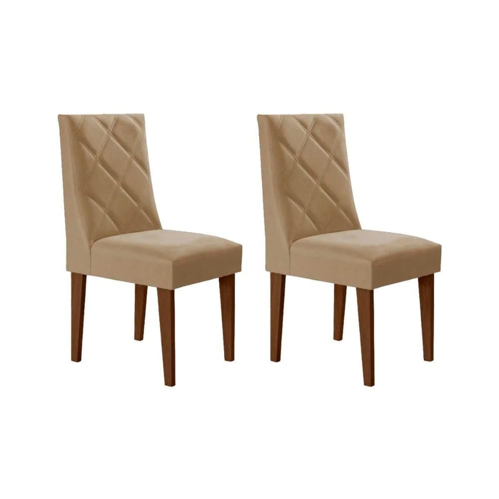 Cadeira de Cozinha Berlim Kit 2 Un Café/Linho Bege Turim - Rufato