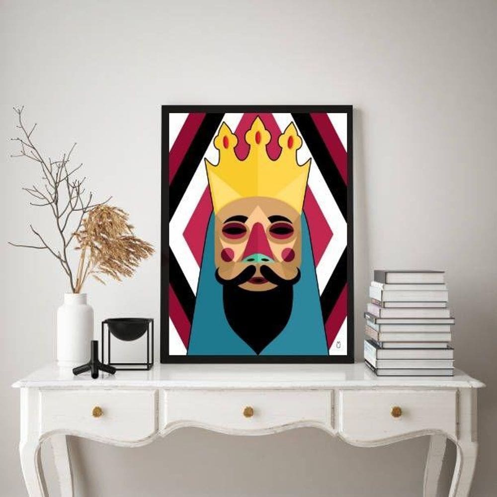 Quadro Decorativo Rei Mago 45x34cm - Moldura Preta