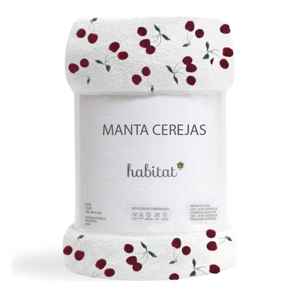 Manta Microfibra Cerejas Habitat Queen 220x240cm